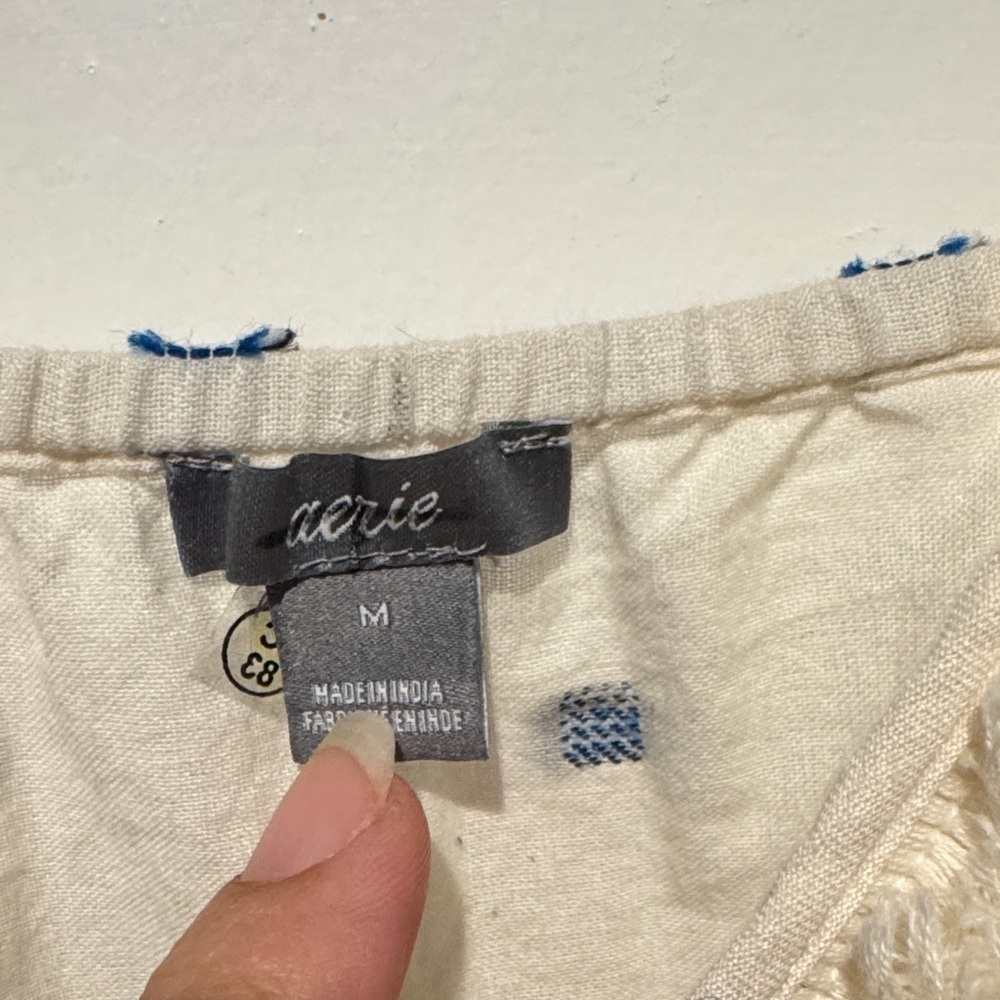 Aerie Cream Jumpsuit with Navy Pattern - Picture 5 of 8